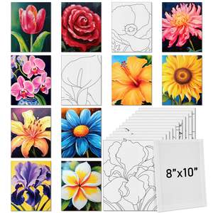 Panwenbo Custom 8x10 Canvas Boards Flor abstracta Diy Coloring Outline Painting Boards <span class=keywords><strong>Lienzos</strong></span> predibujados para adultos Niños - Product Image 1