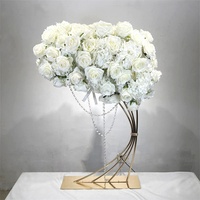 Support de fleurs doré pour centre de table de mariage, support de fleurs en cristal doré en forme d'harpe, centre de table surélevé pour fleurs