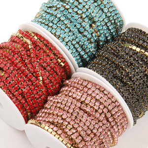 Cadena de acero inoxidable con diamantes de imitación de 3 mm, circonita cúbica chapada para la fabricación de pulseras, accesorios de joyería H1445 - Product Image 3