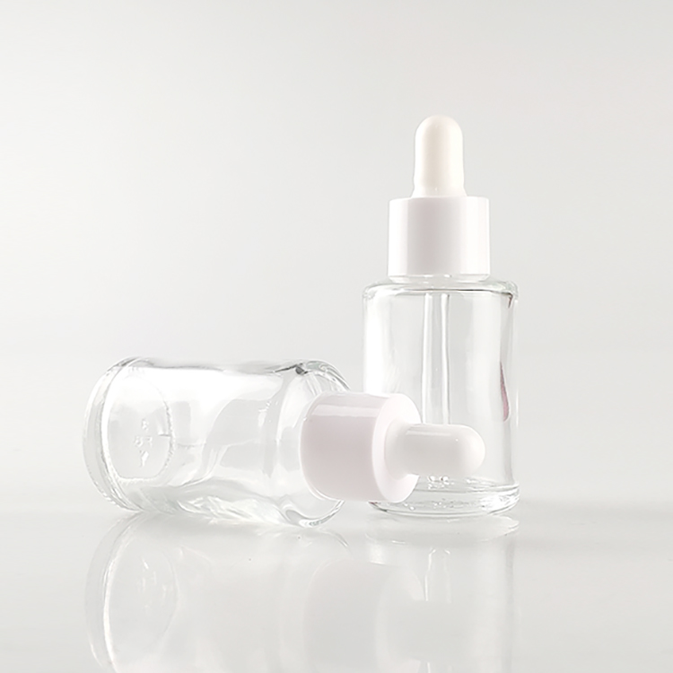 30ml Flat Shoulder Essential Serum Dropper Bottle Frosted Glass With Gift Box Packaging