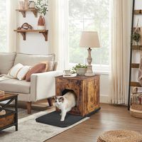 Lit de toilette pour chat à double porte en bois marron Offre Spéciale 2 en 1 maison pour animaux de compagnie grand bac à litière pour chat caché meubles pour animaux de compagnie