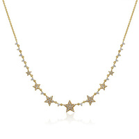Collier tendance en argent 925 plaqué or 14 carats avec étoile en diamant
