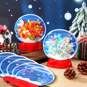 Bolsas de Regalo Navideñas Personalizadas con Diseño de Nieve, Bolsas de Celofán Transparentes Reutilizables, Bolsas de Regalo con Globo de Nieve para Empacar Galletas - Product Image 3