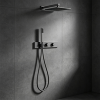 Ensemble de douche WEIHAO gris anthracite, 2 fonctions, douche de plafond carrée avec douchette à main, système de douche moderne pour salle de bain d'hôtel