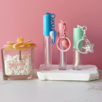 Tube de gloss à lèvres rond transparent de 2,5 ml avec bouchon à vis, emballage cosmétique en plastique pour baume à lèvres et rouge à lèvres