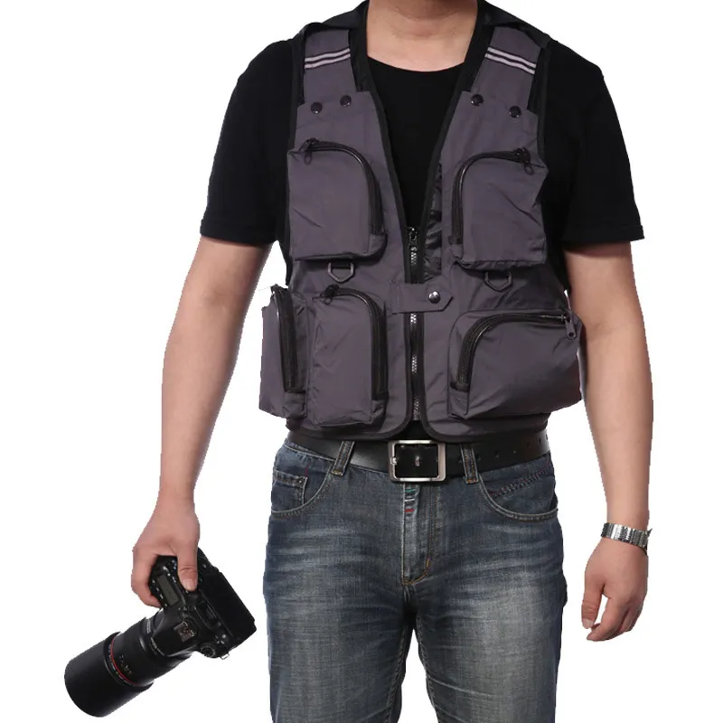 custom multi pocket photographer Men's Vests utility gilet chauffante work vest for men formal