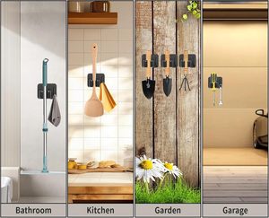 Support mural multifonctionnel en métal robuste pour <span class=keywords><strong>balais</strong></span> et serpillères, organisateur de <span class=keywords><strong>rangement</strong></span> domestique - Product Image 6