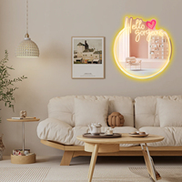 Décoration murale en néon LED personnalisée Neonawall avec plaque de fond miroir, revêtement double couche, garantie de 2 ans, intensité réglable, Hello Gorgeous