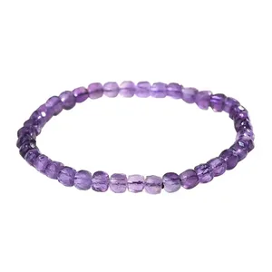 Donghai crystal wholesalers purple amethyst faced bracelets healing crystal stone jewelry bracelet for women's gift