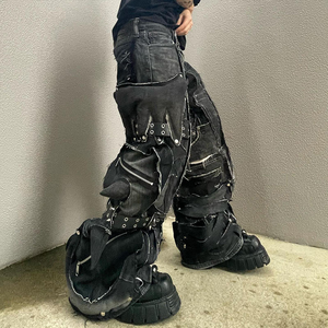 Diznew กางเกงยีนส์ทรงแบ็กกี้ไซส์ใหญ่พิเศษของผู้ชายกางเกงยีนส์ปักหมุดแฟชั่นสุดหรูสำหรับผู้ชาย - Product Image 3