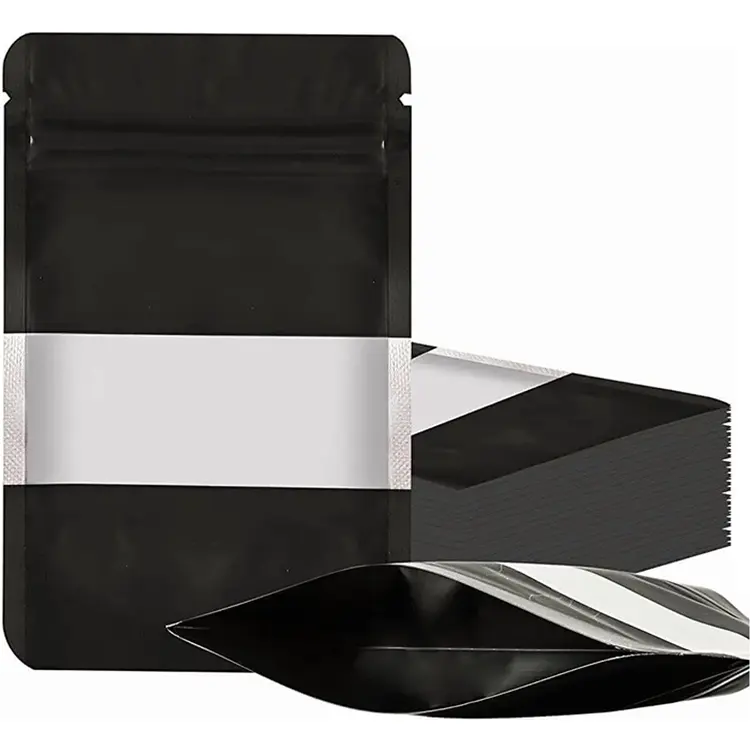 Custom Printing Matte Black Plastic Resealable Bolsa Doypack Stand Up Pouches Zipper Standup Food Bag Flexible Packaging