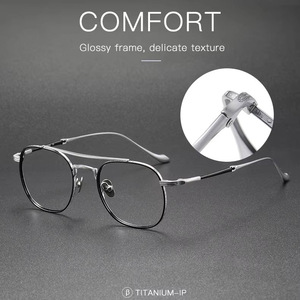 Osicare M3077 di lusso di marca <span class=keywords><strong>Vintage</strong></span> occhiali ottici a doppio ponte lato in ottone <span class=keywords><strong>Cornice</strong></span> <span class=keywords><strong>Cornice</strong></span> di Design in titanio occhiali in vetro cornici - Product Image 2