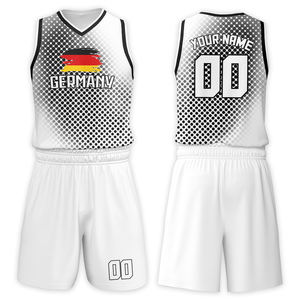Conjunto de Camiseta de Baloncesto Infantil Estilo Bandera Personalizada, Cuello en V Negro, Transferencia Térmica, Tallas Grandes, Entrenamiento Juvenil Universitario, 100% - Product Image 4