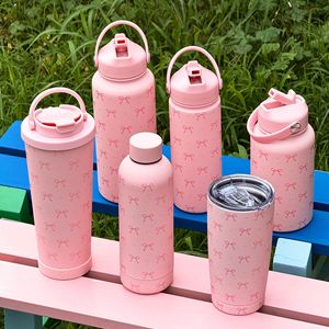 Nueva Taza Aislada al Vacío de Acero Inoxidable con Diseño de Lazo y Pajita, Botella de Agua Deportiva Portátil con Asa - Product Image 6