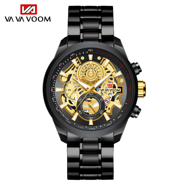 VA-2311B Fashion Business Luxury Brand Luminous Bands Stainless Steel Waterproof Quartz Date Male Clock Calendar Men Watch