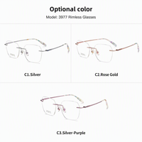 Gafas de lectura de titanio sin montura con patillas, montura óptica de titanio, anti luz azul AZg510ay, en stock.