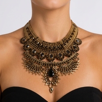 Kalung Pendek Berhias Kristal dan Berlian Imitasi, Gaya Vintage Eropa Amerika, Merek Fashion, Desain Mewah, Perhiasan Lintas Negara