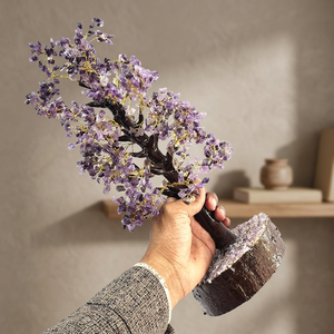 Árbol de Gemas Mixtas de Cuarzo Transparente y Amatista, 2000 Chips, Hecho a Mano, Envuelto en Alambre, Cristal Feng Shui, Sanación Espiritual, Meditación, Decoración para el Hogar - Product Image 3