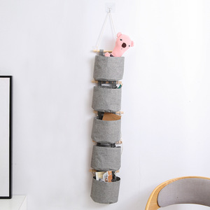 Wall Mounted Hanging Storage Bags Gray Fabric Multi Pocket Organizer For Bedroom Closet Door Back Punch Free Installation - Product Image 4