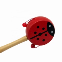 Tambour à hochet pour bébé en bois durable et écologique de style traditionnel chinois avec motif de dessin animé