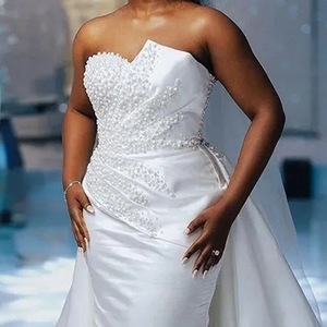 Tùy Chỉnh Thực Hiện New 2 Trong 1 Ngọc Trai Đính Cườm Châu Phi Nàng Tiên Cá Wedding Dress Bridal Gown Có Thể Tháo Rời Vestidos De Novia Elgante - Product Image 3