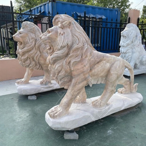Decoración de Entrada para Exteriores, Estatua de León de Mármol Tallada a Mano de Tamaño Real, Escultura de Animal de Piedra Blanca Grande, Diseño Europeo, Duradera - Product Image 2