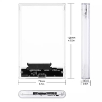 Casing HDD SSD Transparan 2.5 Inci SATA III ke USB 3.0, Enclosure Hard Drive Disk, Mendukung HDD Eksternal Mobile 6TB untuk Laptop PC