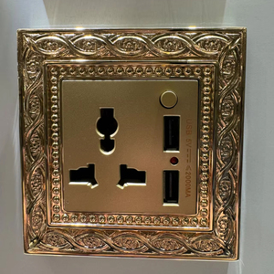 Stainless Steel Panel Double Pole Retro Antique Brass 24K Gold <strong>UK</strong> 13A 86 Wall Mounted <strong>Rock</strong> 250V 1/2/3/4 GANG Universal Socket - Product Image 5