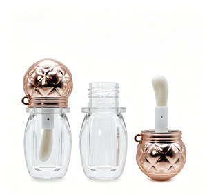 Diamond Pattern Rose Gold Cap <b>Lip</b> Gloss Tube Empty Bottle with Applicator Wand - Product Image 2