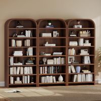 Étagère en bois haute et cintrée avec présentoir et plateforme, multi-usages, pour rangement et plantes