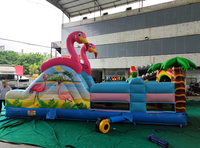 Château gonflable d'été pour enfants avec toboggan de plage et parcours d'obstacles, thème Myrtille, figurine d'action anime, autres jouets éducatifs et bulles