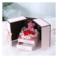 Boîte cadeau à fleurs à double porte avec tiroir à bijoux pour la fête des mères et les cadeaux de mariage