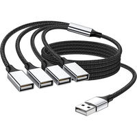 Hub USB 2.0 3.0 FJGEAR, Adaptador de 4 Puertos, Divisor USB Múltiple, 1 Macho a 4 Hembras, Cable de Extensión para Laptop, PC, Escritorio, Cargador