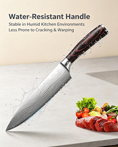 Cuchillos de Cocina Personalizados con Grabado Láser, Cuchillo de Chef de 8 Pulgadas, Acero Inoxidable, Patrón Láser Damasco, Mango de Madera, Ambidiestro - Product Image 4