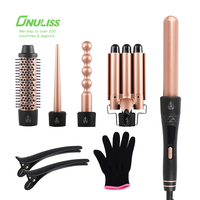 Ensemble de fers à boucler professionnels 5 en 1, fer à boucler à 3 barils tout-en-un, chauffe rapidement, fer à boucler LED