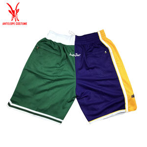 Logo personalizzato retrò per pantaloncini da basket per <span class=keywords><strong>uomo</strong></span> vecchia scuola Vintage poliestere bianco tasche in rete solo Don sudore - Product Image 6