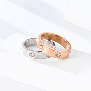 Anelli da donna brillanti strass nocche 4mm in acciaio inossidabile lucido anelli classici a fascia per feste <span class=keywords><strong>di</strong></span> matrimonio promettono amore - Product Image 4