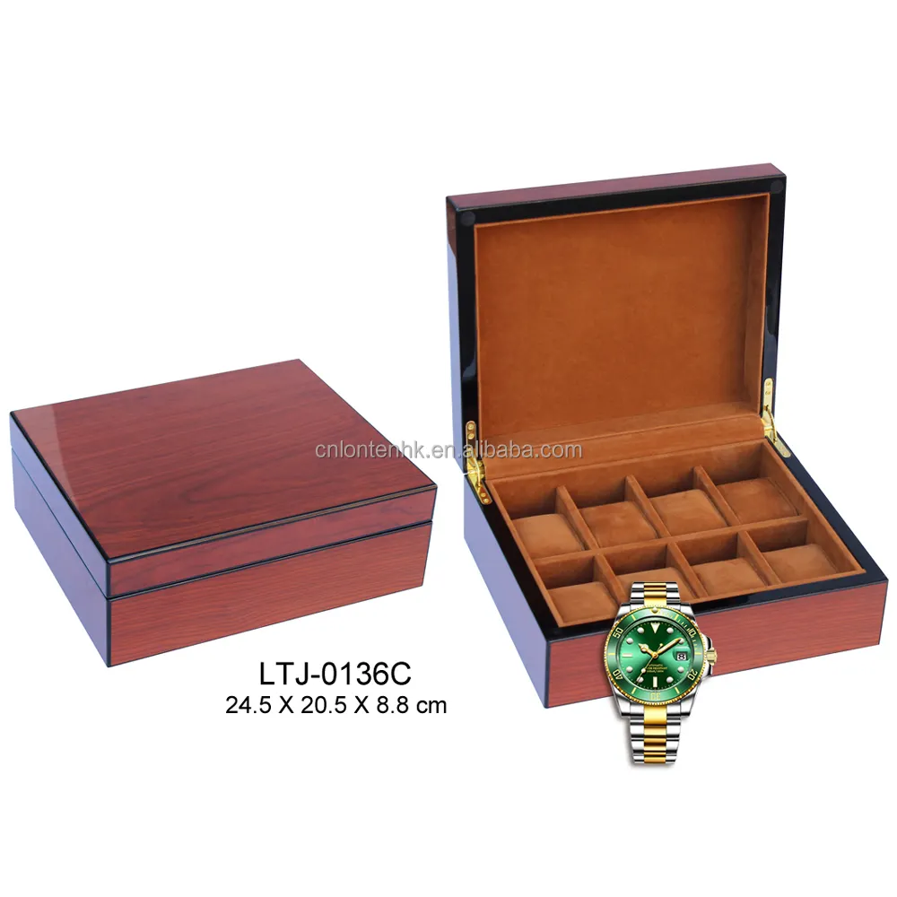 공장 가격 고급 나무 디스플레이 상자 나무 4,5,6 ,8,10 슬롯 케이스 시계 저장 상자