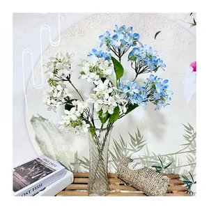 2024 New Artificial Flower Pengfei 5-pronged Hydrangea Colorful Single Hydrangea Real Touch Mother's Day and Women's Day Gift