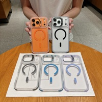 Casing HP 3D Magnetik Matte PC untuk 17 Pro Max & 16/15 Pro Max, Model Pelindung Lensa Dua Warna Putih dengan Penyangga
