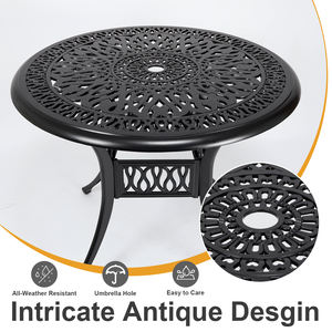 Ensemble de salle à manger en aluminium moulé PATIO-IN, 5 pièces, mobilier de conversation d'extérieur, ensemble de table et de chaises de patio de 4 pièces <span class=keywords><strong>pour</strong></span> <span class=keywords><strong>jardin</strong></span>, noir - Product Image 2