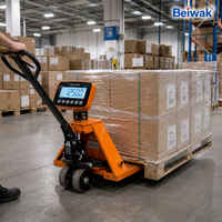 Pallet Jack Hidrolik Manual dengan Timbangan dan Printer 2 Ton, Hand Pallet Truck untuk Logistik Gudang