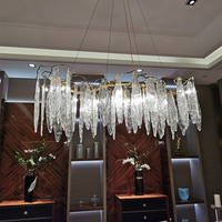 Lustre en cuivre massif de style postmoderne, lampe de luxe française avec cristaux et verre artistique pour salon et chambre de villa