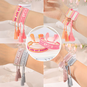 3D Custom Design Letter Name Embroidery Team Party Wedding Woven <strong>Friendship</strong> <strong>Bracelet</strong> <strong>for</strong> Women Girls - Product Image 3