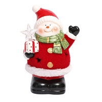 Céramique Agitant Décorations De Noël Chiffres Bonhomme De Neige En Céramique LED En Céramique Éclairé Offre Spéciale Noël Ornement De Sapin De Noël Rouge Sol