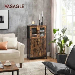 VASAGLE客厅家具金属木展示柜酒吧酒柜