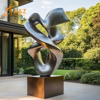 Groupe d'art D&Z Sculpture fluide moderne en acier inoxydable Grande œuvre d'art abstraite Décoration contemporaine pour la maison et le jardin Pièce maîtresse
