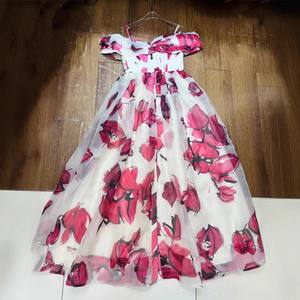 2025 printemps été bohème robe femmes élégant hors de l'épaule Sexy col en v mi-longueur taille haute fleur imprimé fête - Product Image 2