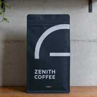 Sacs à café personnalisés imprimés en noir mat 250g, fond plat, pochette en aluminium avec fermeture éclair refermable et valve d'air