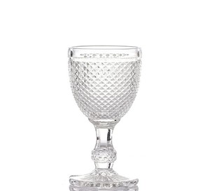 European Style Retro Solid Color Embossed Engraved Glass <b>Wine</b> Drinking <b>Goblet</b> - Product Image 1